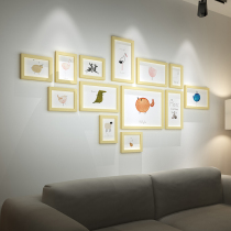 Living room photo wall children hanging wall sofa background frame wall combination European cafe modern bedroom photo wall
