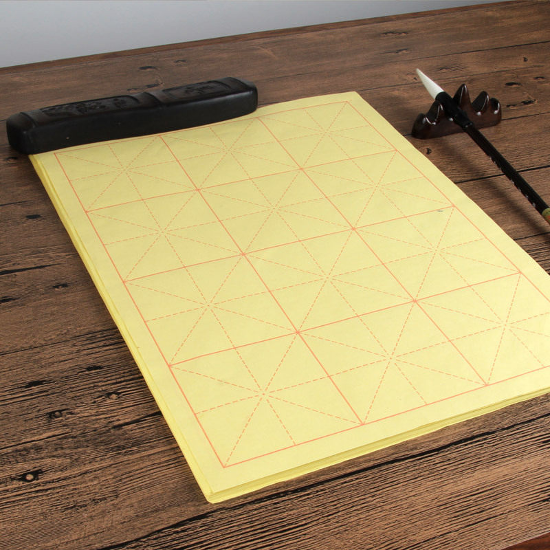 Liupintang raw edge paper rice character grid wholesale yuan book paper handmade rice paper brush calligraphy practice paper rice grid paper calligraphy paper