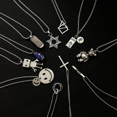 网红ins嘻哈毛衣链长款简约钛钢项链