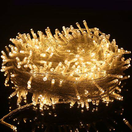 Christmas led lights string 10 meters festive decorative flashing lights outdoor waterproof with tail plug round head