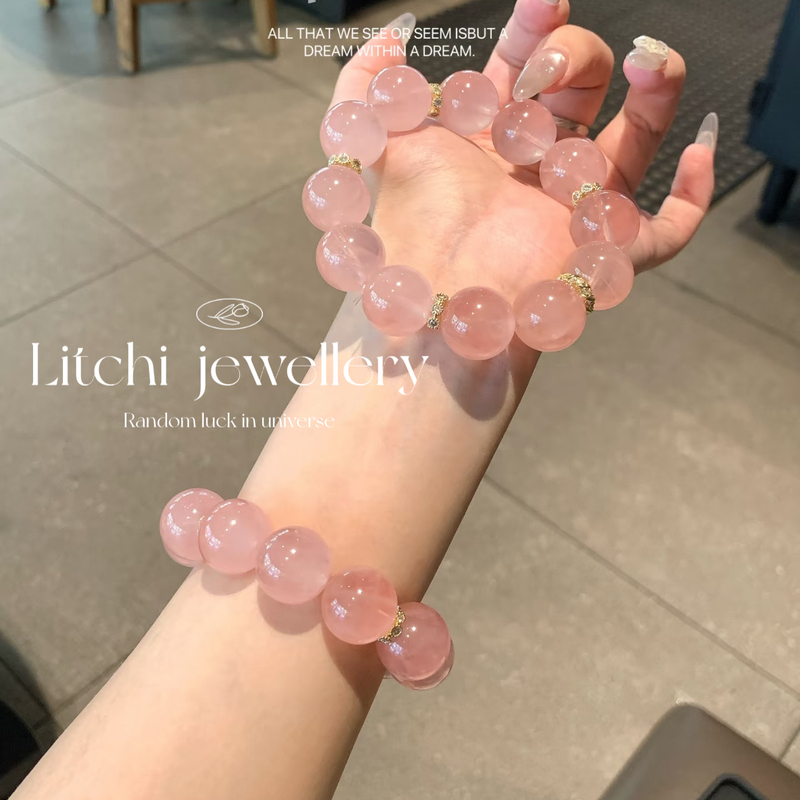 Original Design [Peach Oolong] Peach Blossom/Personality/Relationship Natural Grapefruit Pink Crystal Bracelet for Women