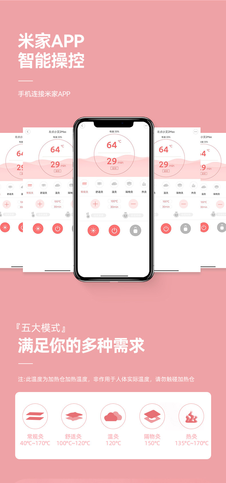 左点 小艾2Max 无线便携式 智能无烟艾灸盒 智能控温 图10