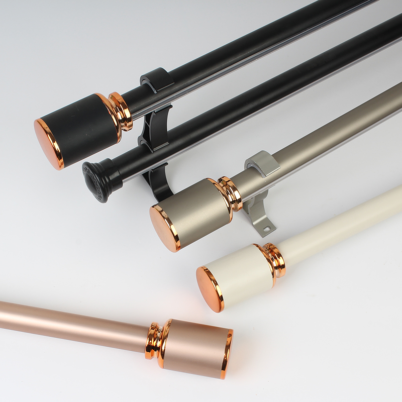 Thickened Silenced Aluminum Alloy Roman Rod Window Curtain Rod Single Double-Lever Curtain Rod Bracket Full Delivery Accessories Side Mount Top