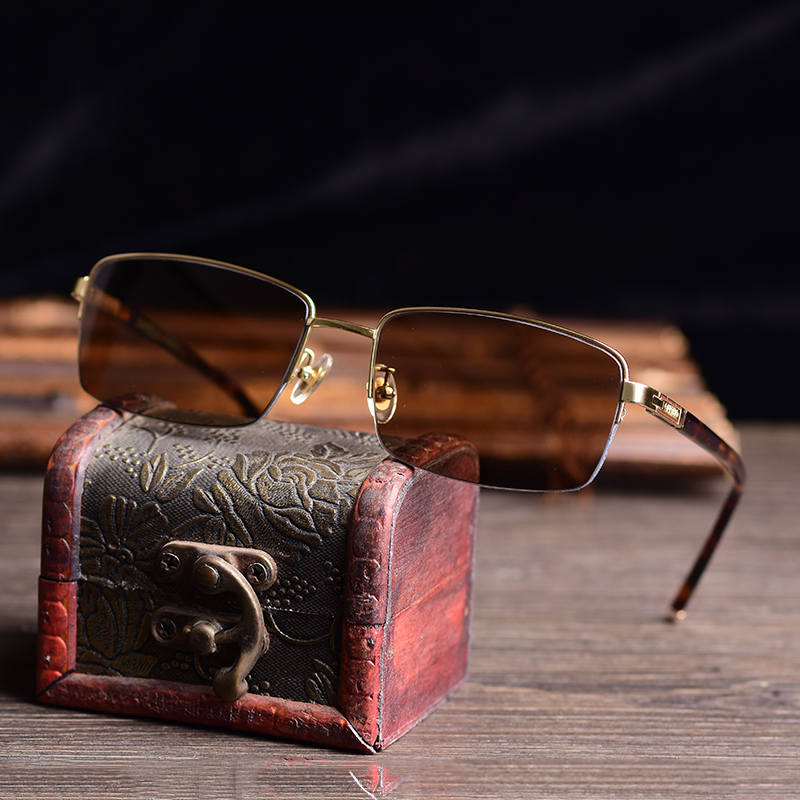 rock crystal stone glasses crystal glasses natural man crystal sunglasses tan titanium frame stone mirror