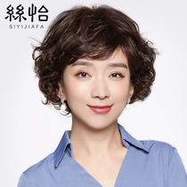 Middle-aged wig female short hair full real hair pullover type mother lady short curly hair fashion natural real hair