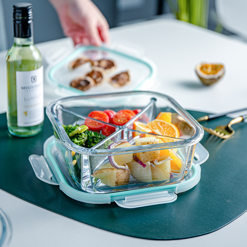 Refreshing Box Glass Separation Lunch Box Microwave Oven Heating Special Office Worker Insulation Case Sealed Bowl Lunchbox Lunch Box