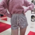 Nhà gấu gấu kim cương tuyệt đẹp eo cao nước ngoài quần short nữ mặc 2019 xuân hè mới thời trang châu Âu và Mỹ lỏng lẻo - Quần short quần áo nữ mùa hè đẹp Quần short