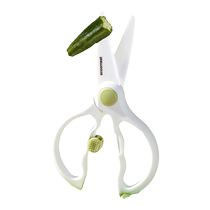 Complementary food scissors for babies. Special ceramic food scissors for cutting meat. Childrens food full set of tools. Special portable knife.