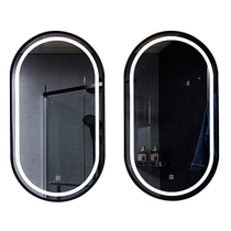 Iron track-shaped LED light mirror egg-shaped wall-mounted waterproof bathroom mirror smart mirror bathroom vertical hanging bathroom mirror