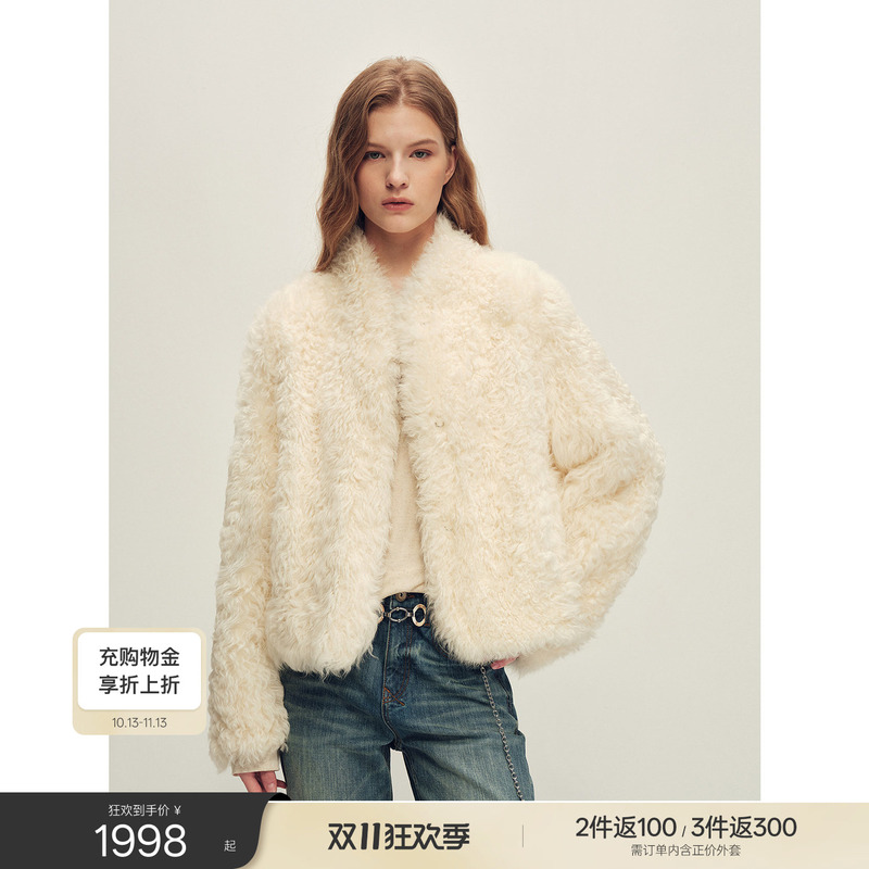 Fu Zhi'En Imported Tuscany Half-Fur Coat, Young Style, Stand-Up Collar, Fur Integrated, Winter | Morning Mist Fairy Tale