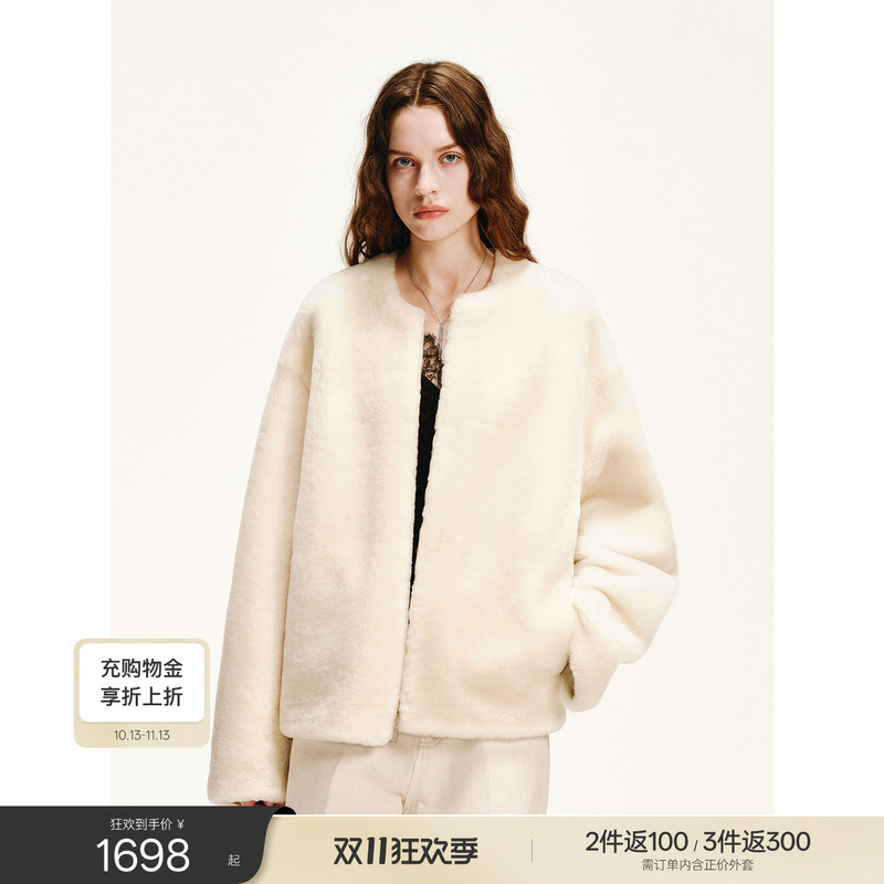 Fu Zhi En Australian Imported Merino Straight Fur One-Piece Minimalist Round Neck Fur Coat | Nordic Fairy Tale Fu Zhi En Australian Imported Merino Straight Fur One-Piece Minimalist Round Neck Fur Coat | Nordic Fairy Tale