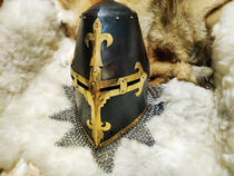 -Ordering-Medieval knights Giant Armor Crusader Helmets Roast Blue Brass Decorated Barrel Armor with lock inner village