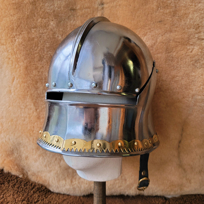 -Order-15th century German Gothic Charrel helmet lace half-face armor copper edge super gothic helmet real wear