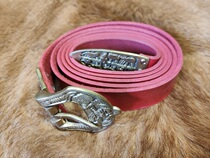 -Stock-Viking belt European stainless steel belt head layer cowhide brass buckle arm strap