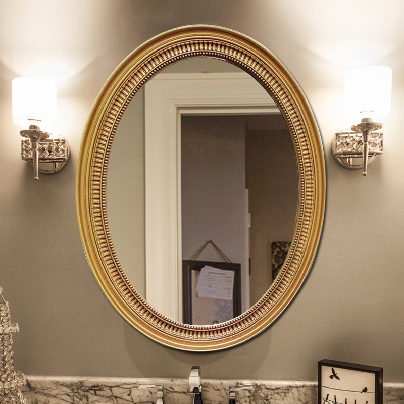 Modern Light Lavish Bathroom Mirror Wall-mounted Makeup Room American Cosmetic Mirror Hotel Eurostyle Hotel Decorative Mirror Elliptical Mirror