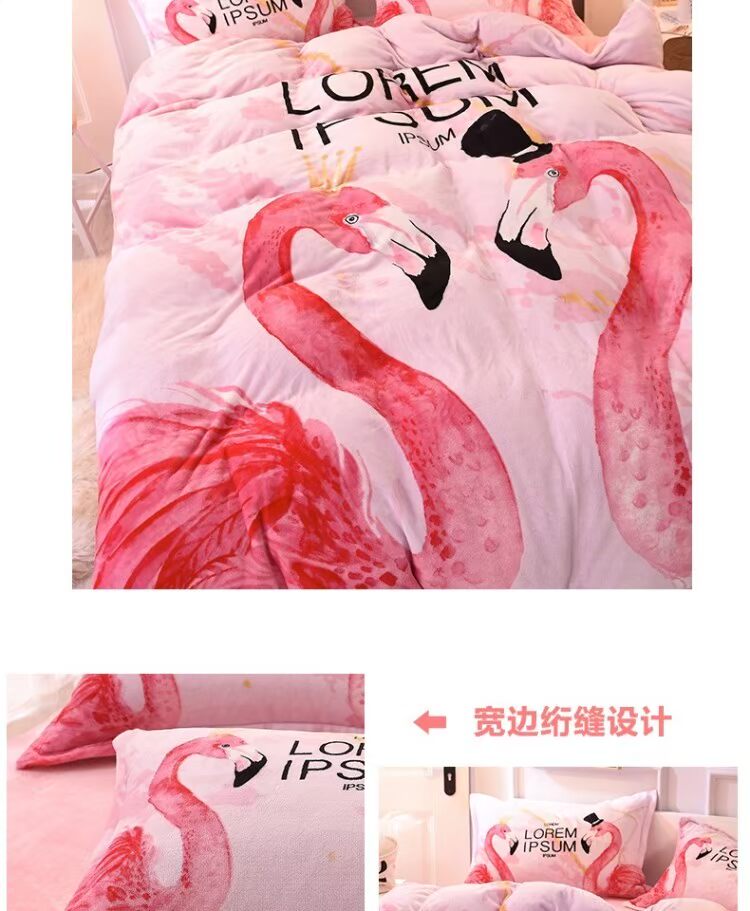 Lông cừu dày bốn mảnh flannel lông cừu fluffy cộng với nhung 1,8m khăn trải giường chăn mùa đông ấm áp bộ chăn ga gối everon