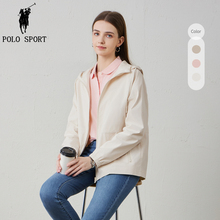Polo Sport Women's Thin Coat 2024 Spring New Solid Color Casual Windproof Hooded Jacket Cardigan