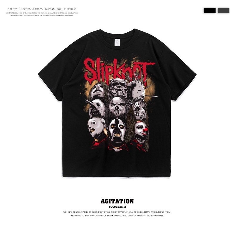 SLIPKNOT Slipknot band metal rock Punk style printing men's short-sleeved T-shirt T-shirt summer cotton