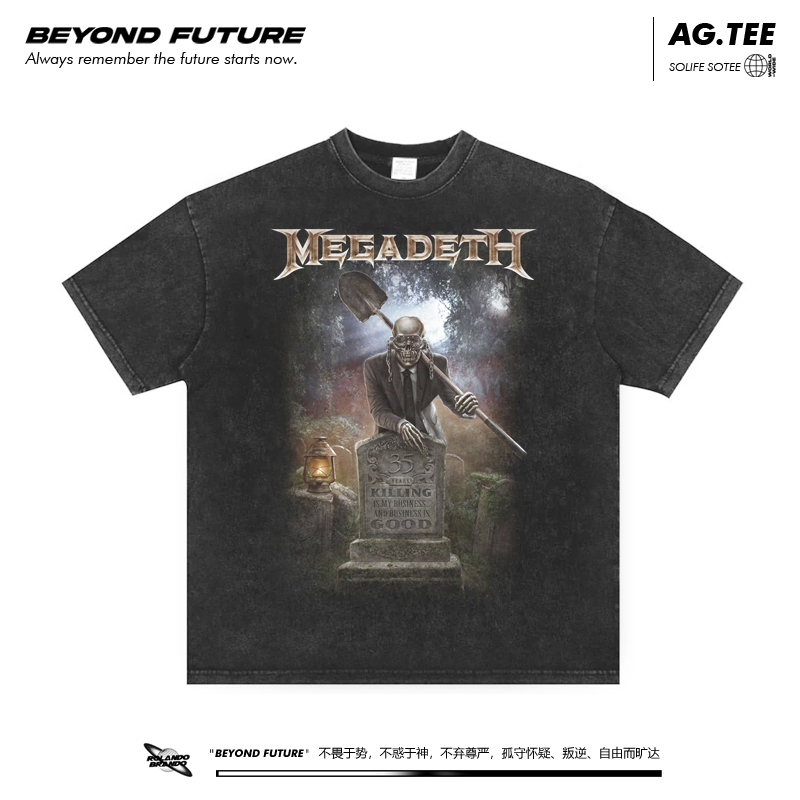 Megadeth Rock Washed Vintage Loose Heavyweight 250g Short-Sleeve T-Shirt Unisex High Street American Style Megadeth Rock Washed Vintage Loose Heavyweight 250g Short-Sleeve T-Shirt Unisex High Street American Style