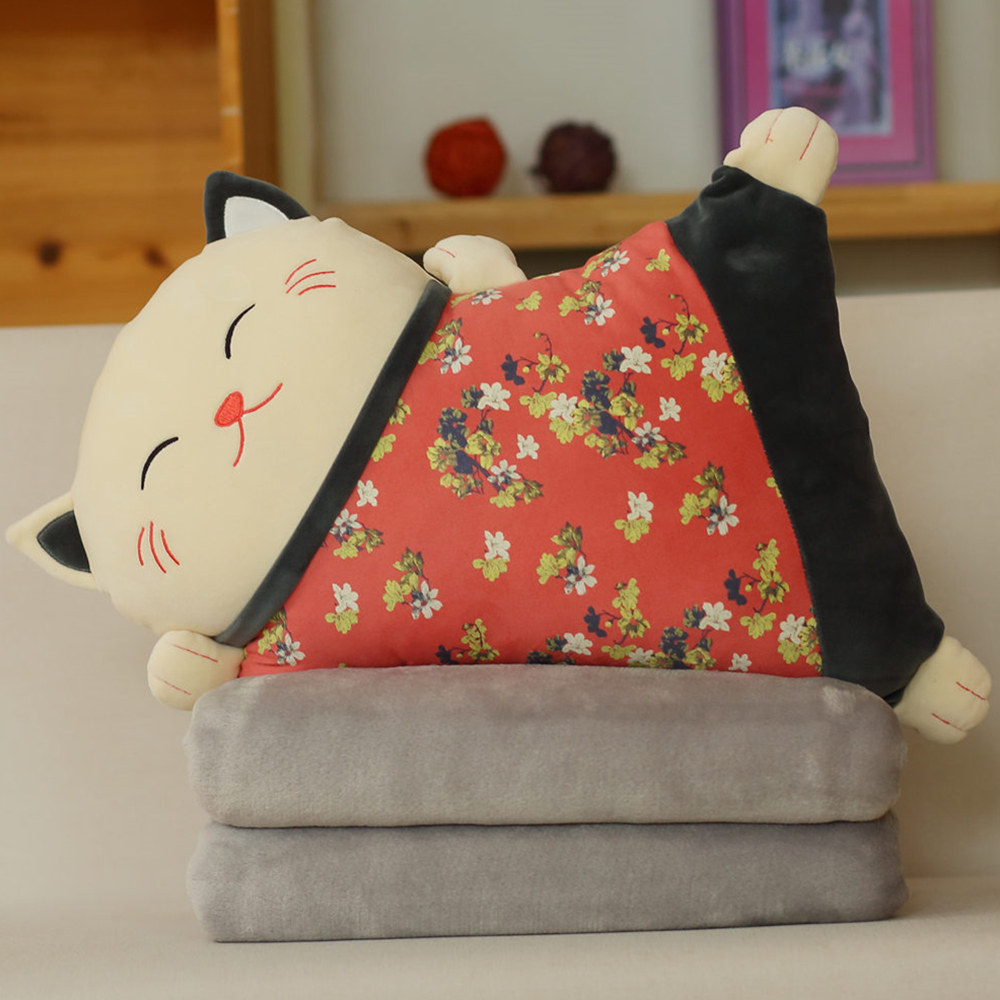 Japanese-style lucky cat pillow office car waist cushion chair pillow back waist pillow nap artifact seat