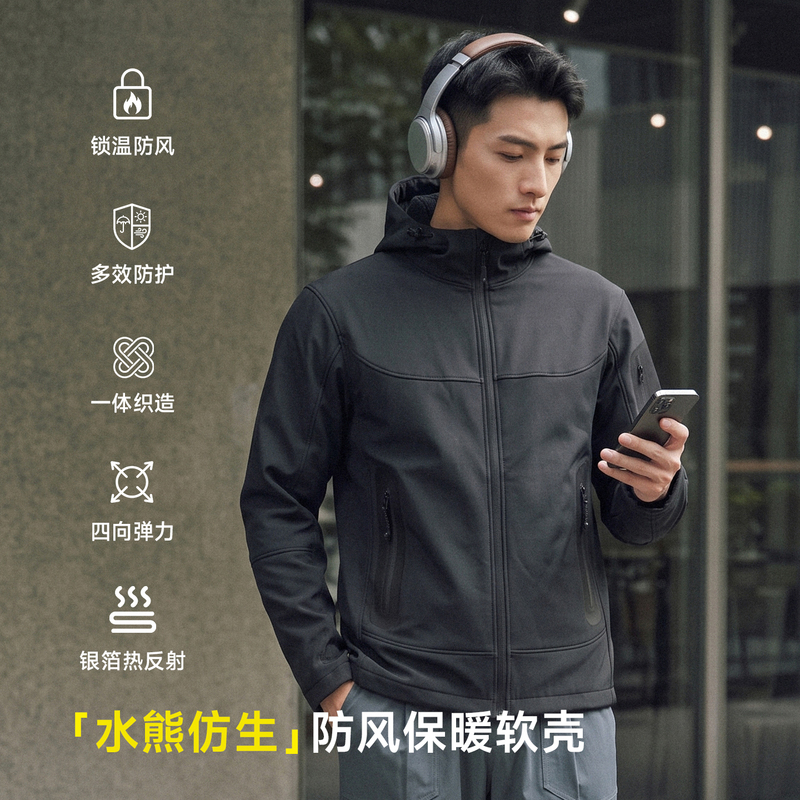 Water Bear Bionic Sv Level Thermal Soft Shell 3D Printed Silver Foil Heat Reflective Jacket Top Coat for Commuting, Sports, and Outdoor Activities
