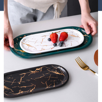 Nordic Phnom Penh Ink Green Extravaganza Retro Ceramics Creativity Home Trays Sweet Pastry Dish of Jewelry Tray Containing Long Disc