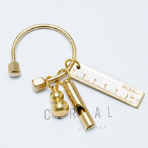 Pure copper ins Nordic brass key buckle net red key ring male and female retro gold car key ring holder