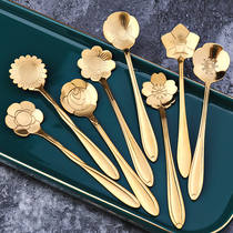 410 stainless steel mesh red Japanese cherry blossom coffee spoon petal sweet stirring small spoon accompanied by hand fruit fork