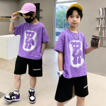 Children suit boys summer clothing 2022 new CUHK boy boy pure cotton casual sports Two sets of short sleeve clothes