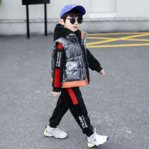 Boy gush thickened suit 2021 autumn winter new children CUHK child gold velvet sports acrosse Three sets of damp