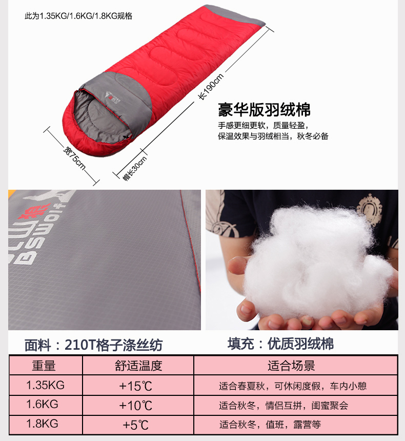 Beishan Wolf túi ngủ lớn người lớn trong nhà dày ngoài trời bốn mùa mùa đông cắm trại ăn trưa phá vỡ ấm túi bông ngủ túi ngủ pediasure