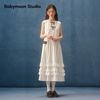 Babymoon Tencel cotton ruffled vest dress long skirt unique new sleeveless white dress for women