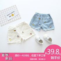 0 a 1-year-old female baby denim shorts worn outside the summer childrens baby pants summer thin section girl female treasure foreign style