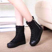 Thick-soled inner high-rise waist canvas shoes Womens Korean version of the versatile Korean Faner platform shoes Casual shoes womens dance shoes 