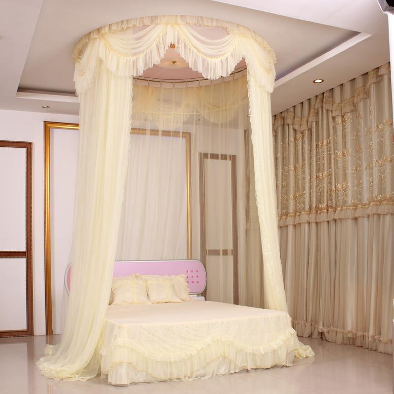 Trang chủ lắp đặt Giường tròn chống muỗi hướng dẫn theo dõi lưới chống muỗi tùy chỉnh trần vòm Công chúa lưới tùy chỉnh làm giường trượt ray - Bed Skirts & Valances rèm treo giường ngủ