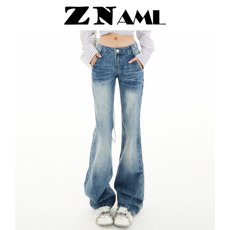 Znaml American-Style Low-Waisted Flared Jeans for Women, Non-Tight on the Legs, 2026 New Narrow Straight-Leg Slimming Cropped Pants Znaml American-Style Low-Waisted Flared Jeans for Women, Non-Tight on the Legs, 2026 New Narrow Straight-Leg Slimming Cropped Pants