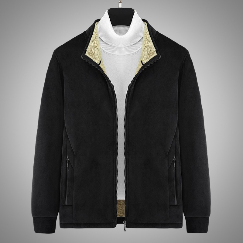 Rich bird jacket men's jacket trendy new autumn and winter plus velvet thick cotton T men's casual large size warm cardigan