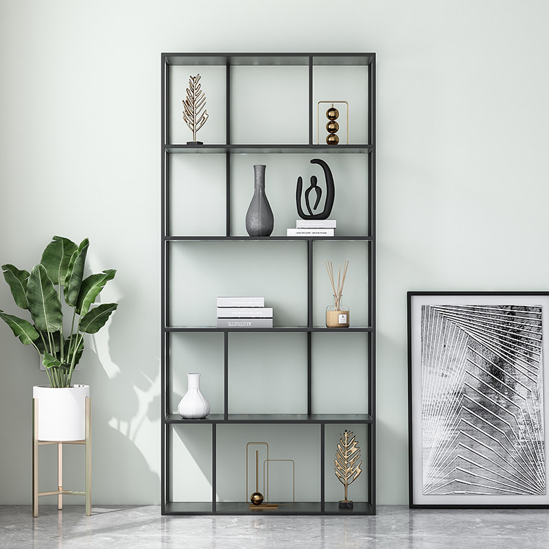 Modern minimalist iron art multilayer shelve shelves light extravagant display shelves Nordic Xuanguan partition office floor bookshelves