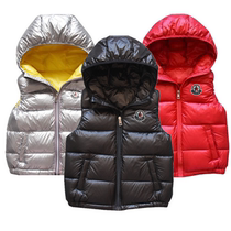 Light and thin childrens down vest hooded boys and girls winter vests outside Baby Childrens down jackets
