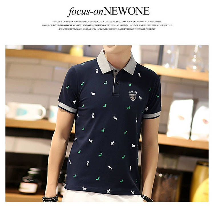 Cotton nam mùa hè nam ngắn tay áo thun ve áo cổ áo thanh niên quần áo giản dị áo sơ mi cổ áo polo - Polo áo polo sói