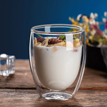 Beili double-layer household transparent glass tea cup tea cup milk juice creative insulation coffee cup