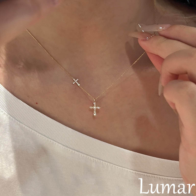 S925 Silver Gold-Tone Ultra-Fine Cross Pendant Necklace for Women, 2026 New Style, High-End Niche Design Sweater Chain