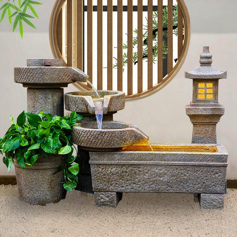 Pastoral water fountain ornaments living room balcony garden courtyard outdoor decoration fish pond water system landscaping land fortune
