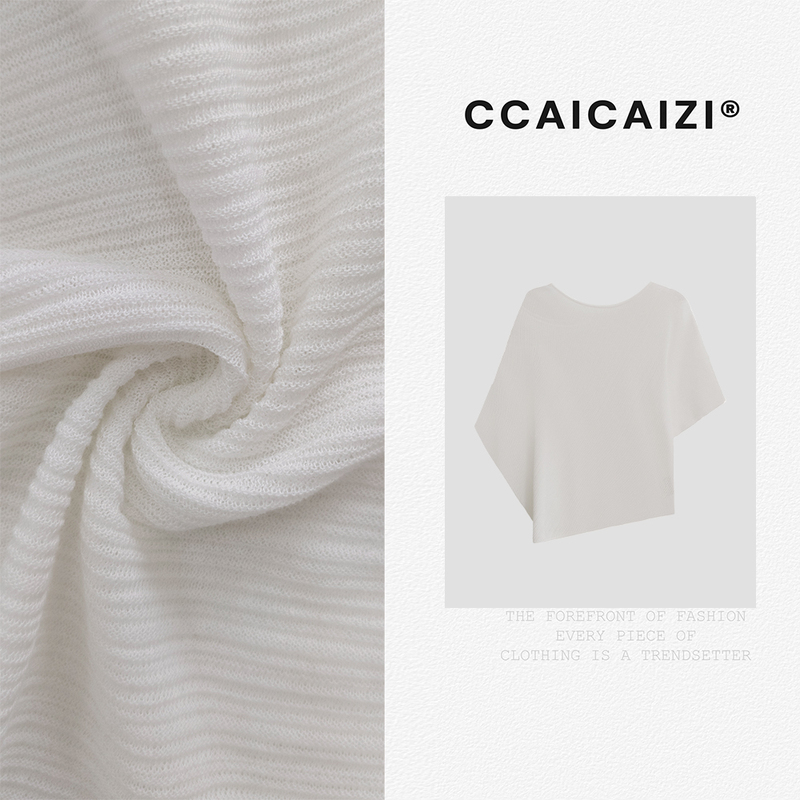 Ccaicai【Xuguang】Minimalist Style Batwing Sleeve Design Off-Shoulder Knit Top 15358
