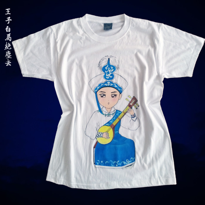 Fang Ji Hand-painted T-shirt Opera Yue Opera cartoon Q version Xiaosheng Desert Prince cotton
