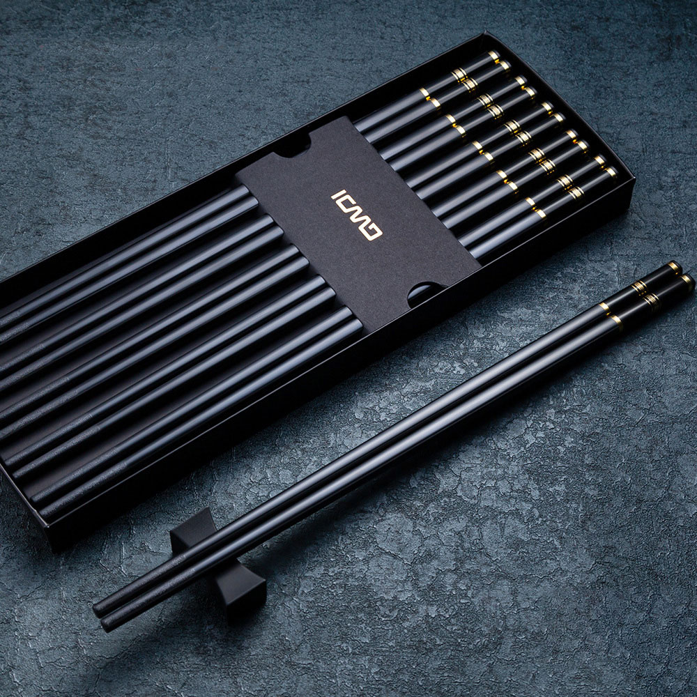 Chopsticks household high - end high - end Chinese alloy chopsticks resistant high - temperature anti - slip anti - hot household high - end gift box 10 double suit