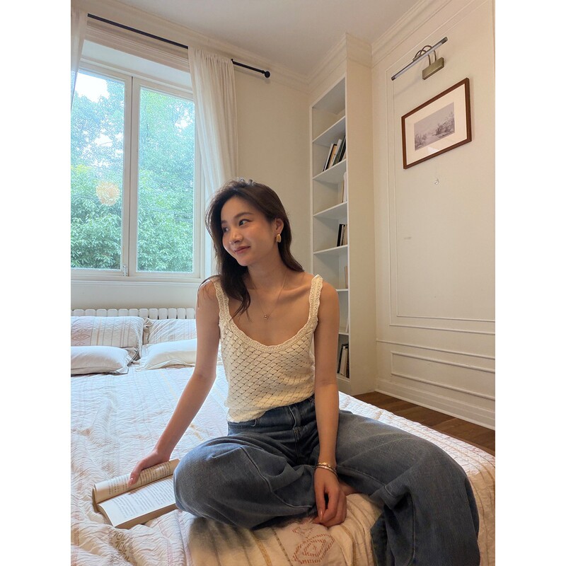 Reliable Keep Kapu Pine Fragrance Like Jasmine 100% Cotton Versatile Sleeveless Top Knitted Crochet Vest Women's Autumn Top
