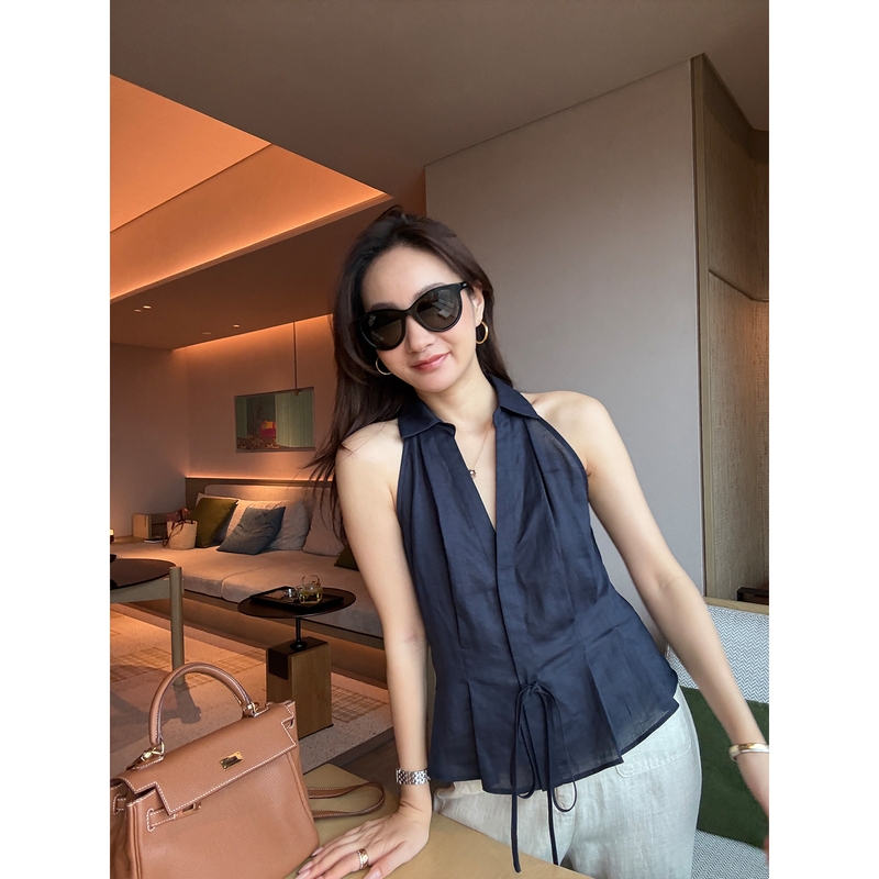 Reliable Keep Kapu Versatile and Smart Lyocell Ramie Old Money Style V-Neck Slimming Sleeveless Shirt for Women Reliable Keep Kapu Versatile and Smart Lyocell Ramie Old Money Style V-Neck Slimming Sleeveless Shirt for Women