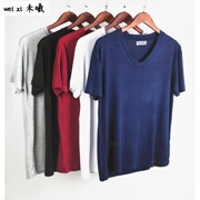 Mordale mens T-cổ gây dựng T-shirt mùa hè V-cổ gây dựng thể thao lỏng nửa tay áo đáy áo áo ông già mỏng.