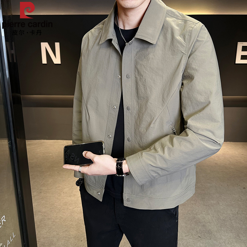 Pierre Cardin Genuine Men's Jacket 2026 Spring and Autumn Trendy Brand High-End Cool Zipper Lapel Casual Jacket